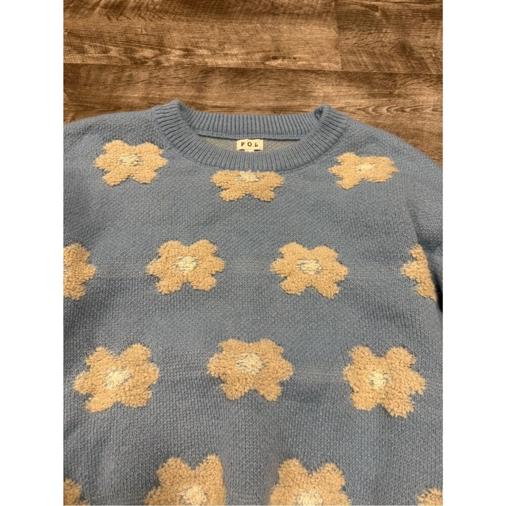 POL Rainy Bloom Raised Flower Sweater Size Large View 4